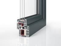 Kunststoff-Fenster PaXabsolut Neotherm anthrazit 83 mit 3-fach Verglasung