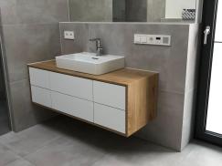 Waschtisch mit Schubladen, Korpus Eiche, Front Primeboard Xtreme